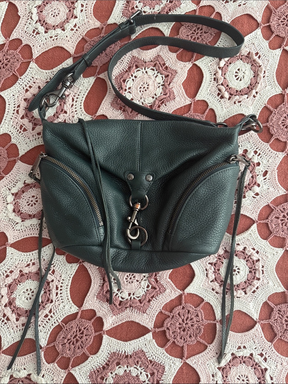 Rebecca Minkoff Green Leather Small Julian Crossbody Bag